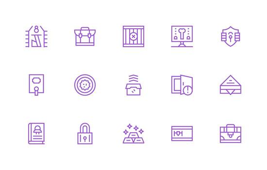 15 Icons for Vault in Regular Line Format Web Icon Collection vector