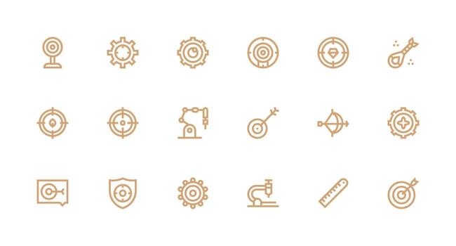 Precision Icon Set with 18 Strong Stroke Line Graphics Responsive Icon Set for Flexible Layouts vector