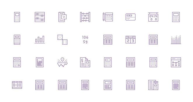 32 íconos para números en Delgado línea formato lleno icono biblioteca para ui diseñadores vector