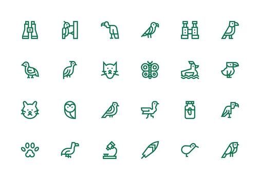 Thick Line Line Icons from Zoology Set with 24 Vectors Simple Icons for Interface and Wireframes
