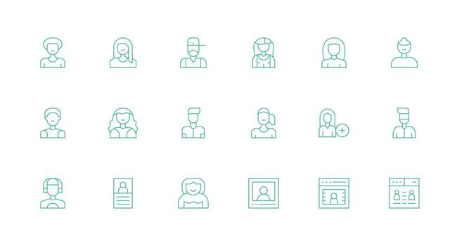 Subscriber Design Icons featuring 18 in Minimal Line Style Balanced Icon Set for Functional Design vector