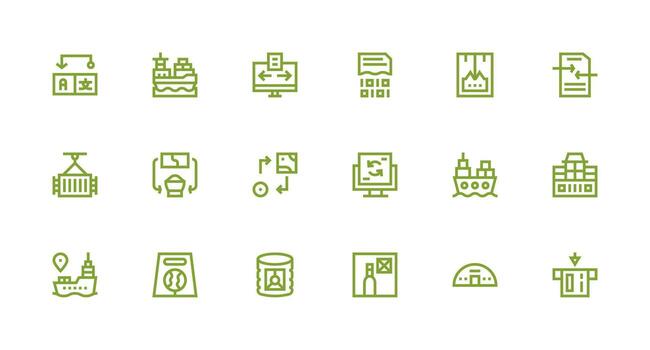 Export featuring 18 Icons in Strong Stroke Line Design Well-Structured Icons for Creative Use vector