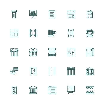 medio carrera contorno íconos desde columna conjunto con 25 vectores multi-estilo íconos para creativo proyectos