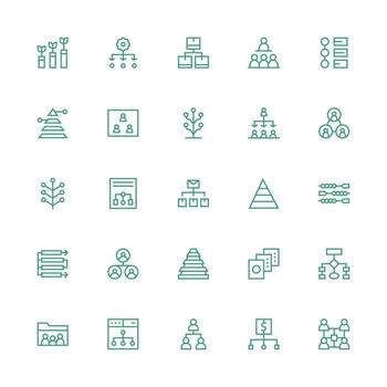 Hierarchy Icon Set with 25 Medium Stroke Outline Graphics Icon Set vector