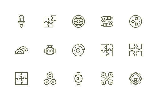 15 Regular Line Icons for Parts Graphics Complete Icon Bundle for Web Design vector