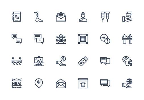 apoyo icono colección con 24 grueso línea línea diseños ui icono conjunto vector