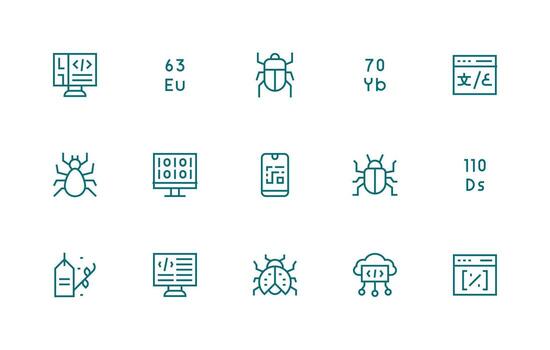 15 Regular Line Icons for Code Graphics Minimal Icon Pack vector