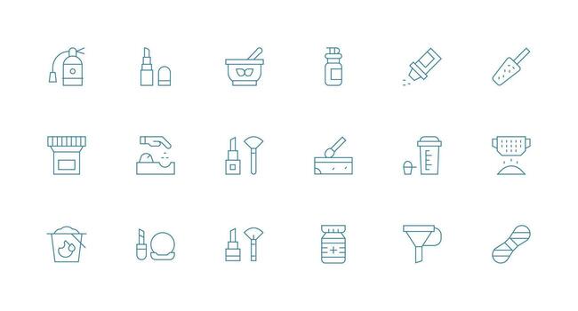 Powder Icon Set with 18 Minimal Line Graphics Multi-Purpose Icon Pack for Templates vector