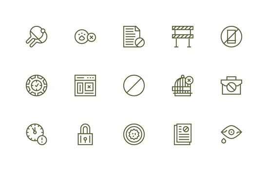 15 Regular Line Designs for Access Denied Icons Balanced Icon Set for Functional Design vector