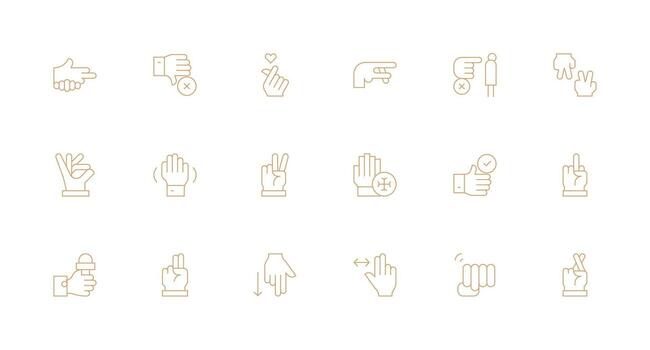 Hand Gesture Visual Pack containing 18 Minimal Line Icons Basic Icon Series vector