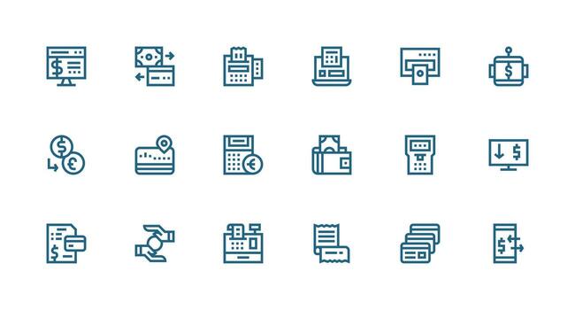 18 Strong Stroke Line Style Icons from Payment Processing Collection UI Icon Set vector