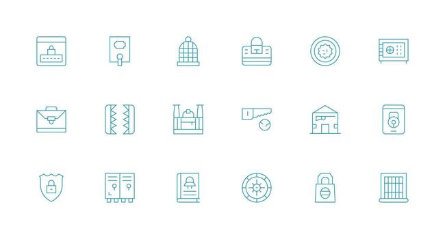 18 Minimal Line Icons for Lock Graphics Scalable Icons for Cross-Platform Interfaces vector