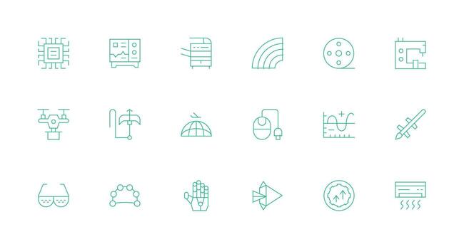 mínimo línea íconos desde tecnología conjunto con 18 vectores icono conjunto para proyectos