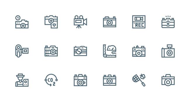 Capture Icon Set with 18 Strong Stroke Line Graphics Balanced Icon Set for Functional Design vector
