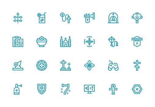 24 Thick Line Line Icons for Cross Graphics Core Icon Collection for Daily Tasks vector