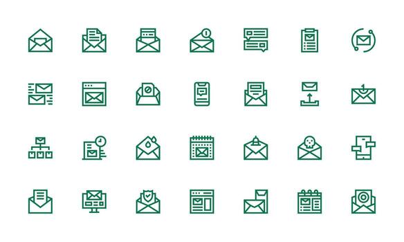 bandeja de entrada visual paquete conteniendo 28 negrita línea íconos interfaz icono colección para diario proyectos vector