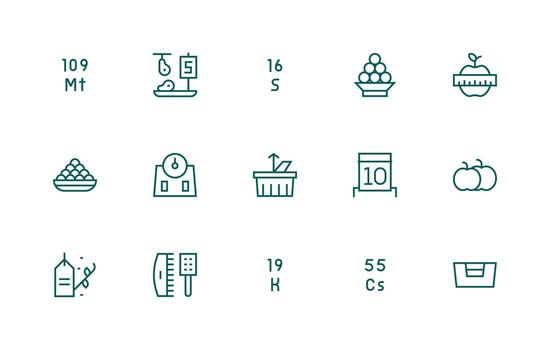 Quantity Set with 15 Regular Line Icons Reusable Icon Set vector