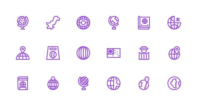 18 fuerte carrera línea vectores para mundo mapa tema equilibrado icono conjunto para funcional diseño