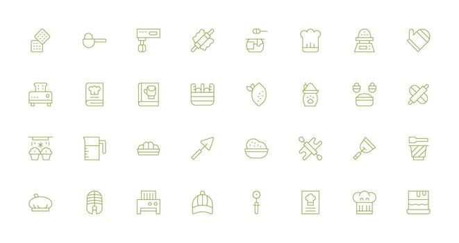 32 Thin Line Style Icons from Baking Collection Layout Icon Collection vector