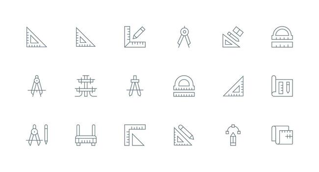 18 Minimal Line Vectors for Cad Theme Icon Pack for UI