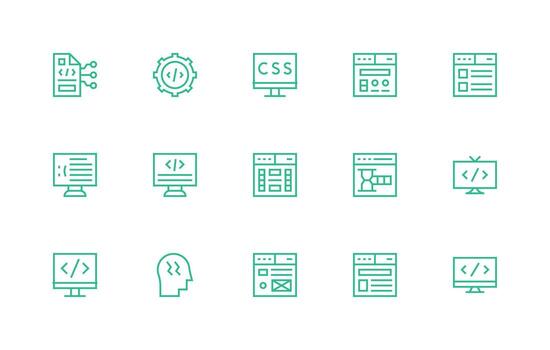 html presentando 15 íconos en regular línea diseño completar icono haz para web diseño vector