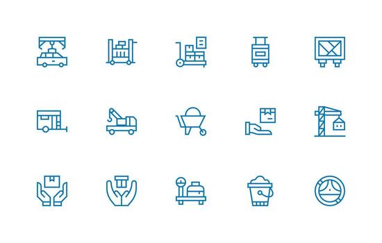 15 Icons for Transporting in Regular Line Format Essential Icon Collection vector