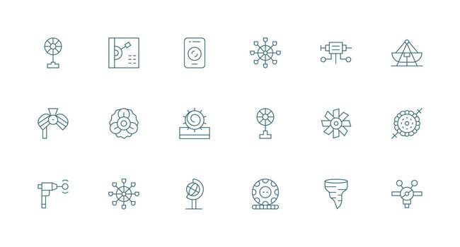 mínimo línea estilo giratorio íconos con 18 vectores organizado icono paquete para rápido acceso