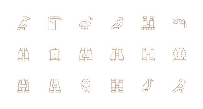 18 Icons for Birdwatching in Minimal Line Format App Icon Pack vector