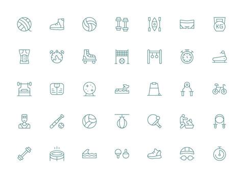 35 Light Line Vectors for Exercise Theme Simple Icons for Interface and Wireframes