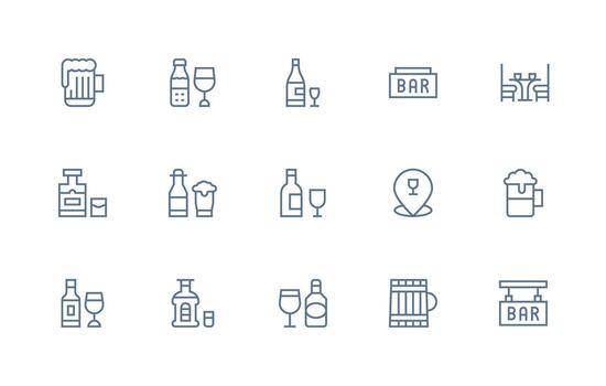 15 Regular Line Designs for Pub Icons Icons Built for Visual Consistency Pack vector