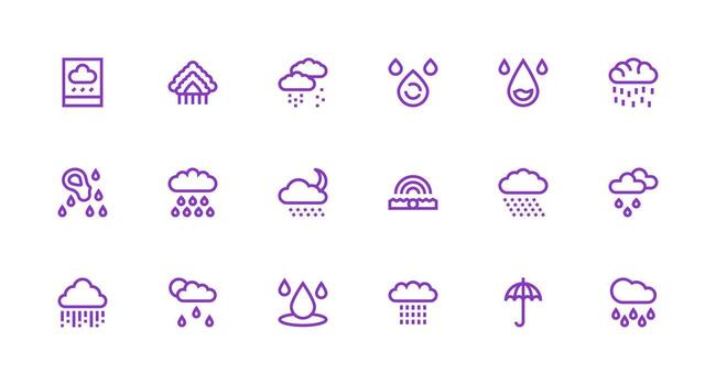 18 Strong Stroke Line Vectors for Drizzle Theme UI and UX Focused Icon Collection