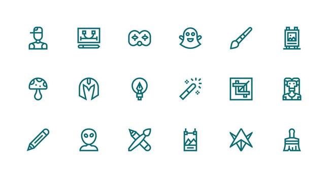 digital Arte diseño íconos presentando 18 en fuerte carrera línea estilo simplificado icono paquete para visual herramientas vector