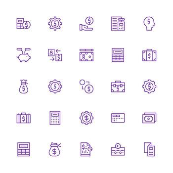 Medium Stroke Outline Style Budgeting Icons with 25 Vectors Neatly Designed Icons for Web Platforms