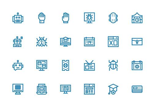 programa icono conjunto con 24 grueso línea línea gráficos alta calidad icono paquete vector