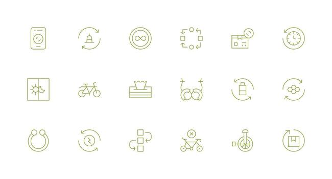 18 Icons for Cycle in Minimal Line Format Essential Icon Set for Teams vector