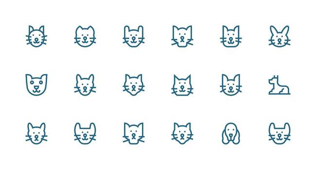 Strong Stroke Line Icons from Furry Set with 18 Vectors Clean Icon Collection for Web Use