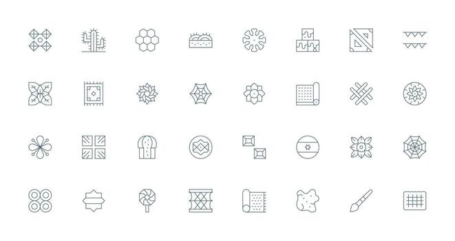 Texture Icon Collection with 32 Thin Line Designs Fully Editable Icon Set for Web vector