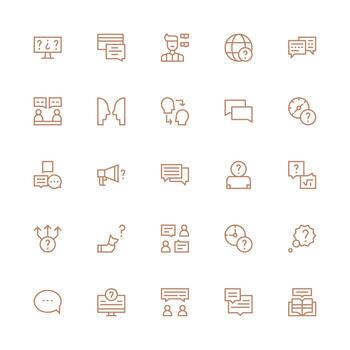 medio carrera contorno estilo pregunta íconos con 25 vectores completar icono haz para web diseño