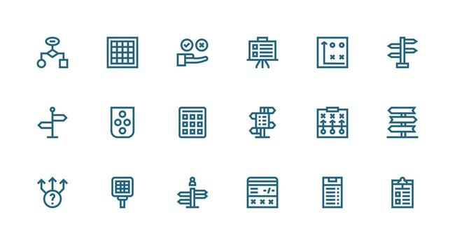 fuerte carrera línea estilo opciones íconos con 18 vectores icono paquete para ui