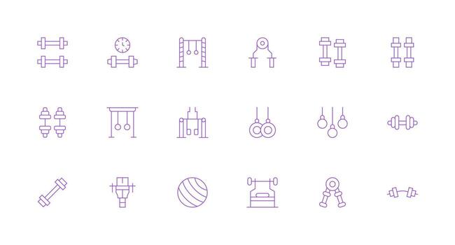 Strength Training Design Icons featuring 18 in Minimal Line Style Detailed Icon Collection for Design Systems vector