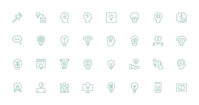 Idea Visual Pack containing 32 Thin Line Icons Icons Built for Visual Consistency Pack vector
