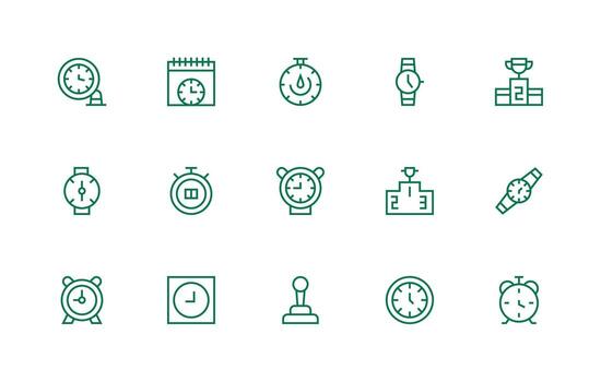 15 Regular Line Designs for Second Icons Flexible Icon System for Web Interfaces vector