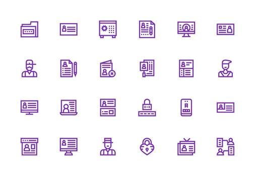 24 grueso línea línea estilo íconos desde personal datos colección flexible icono sistema para web interfaces vector