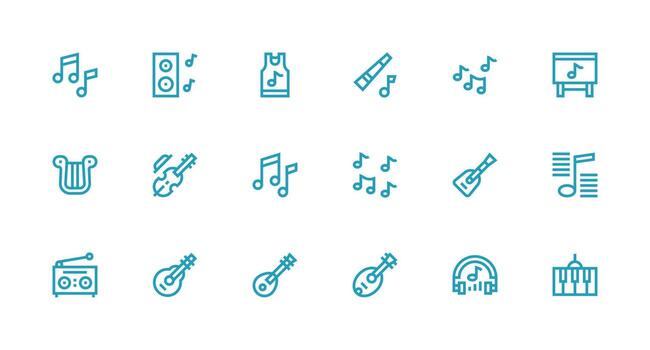 Tune Icon Collection with 18 Strong Stroke Line Designs Multi-Purpose Icon Set vector