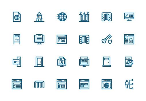 Portal Icon Set with 24 Thick Line Line Graphics Scalable Icons for All Themes vector