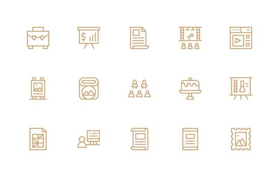 Presentation including 15 Regular Line Illustrations Minimal Icon Set for Interface Projects vector