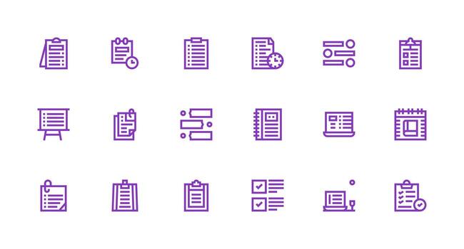 18 Strong Stroke Line Style Icons from ToDo Collection Multi-Purpose Icon Set vector