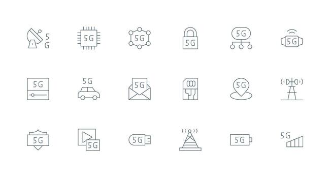 5G including 18 Minimal Line Illustrations Scalable Icons for Cross-Platform Interfaces vector