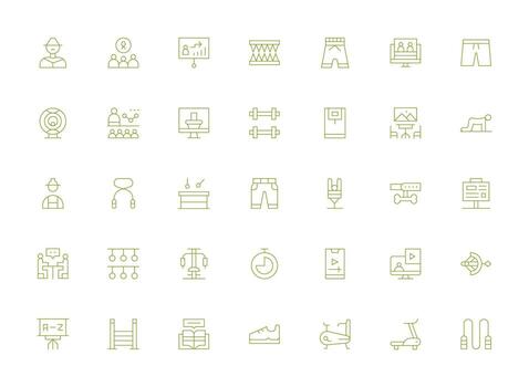 35 Icons for Training in Light Line Format Dashboard Icon Series vector