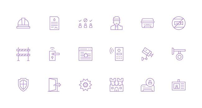 18 Minimal Line Vectors for Security Theme Clear and Concise Icon Set Collection